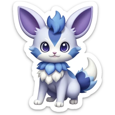 Minccino-Espurr-Meowstic-creature-hybrid, full body  sticker