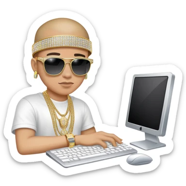 hip hop programmer with bling, sunglasses and computer sticker