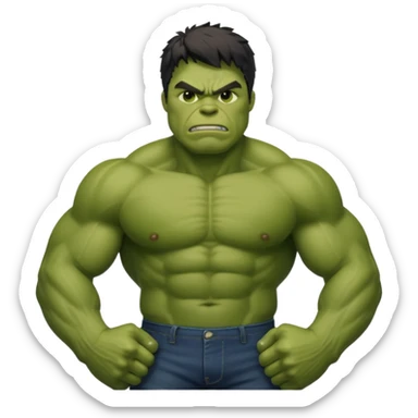 Hulk posing the strongest pose  sticker