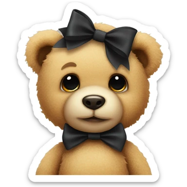 Cute teddy bear with black bow sticker