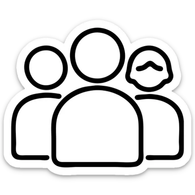 A group of diverse people standing close together, simple icon style sticker