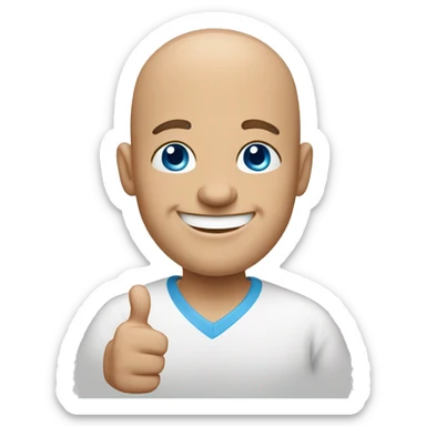 happy bald man blue-eyed giving thumbs-up sticker