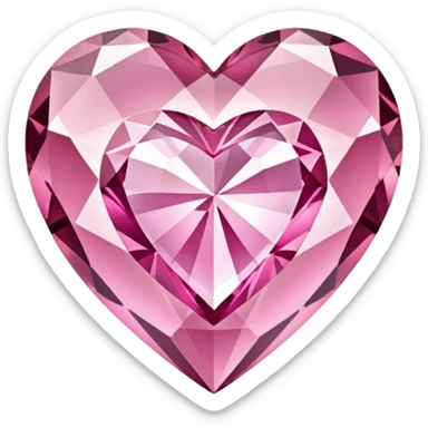 crystal clear diamond heart with one mini pink heart inside of it  sticker