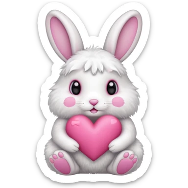 A bunny holding a heart sticker