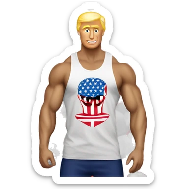 gym trump with america flag tank top sticker
