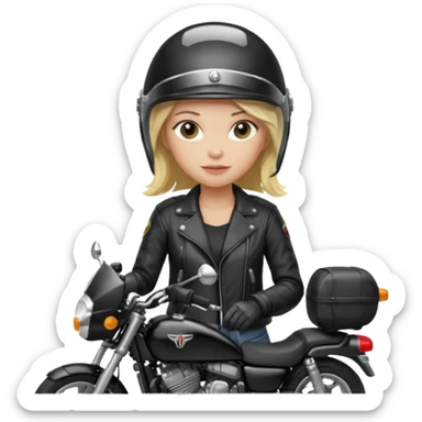 moça loira de capacete em uma moto honda preta sticker