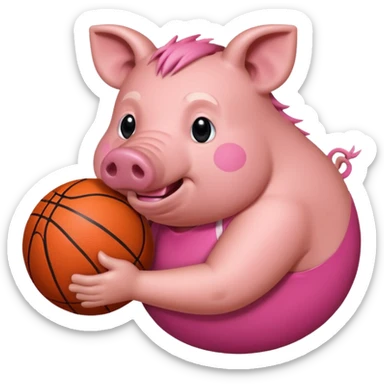 Hog holding a basketball  sticker