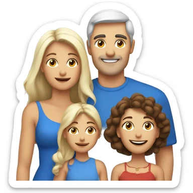 european family of 4 people (mom dad and 2 kids) celebrate new year sticker