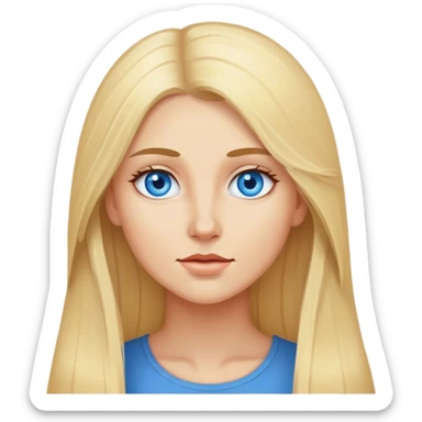 Cinematic realistic blonde with long hair, blue eyes came up with an idea sticker