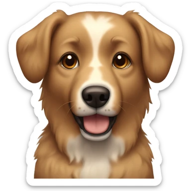 Fluffy light-Brown dog with dark brown spots on his face. His ears are standing up.  sticker