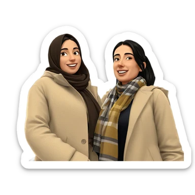 happy girls with scarves sticker