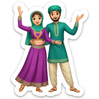 pakistani dancing man and woman fully clothed full body muslim sticker
