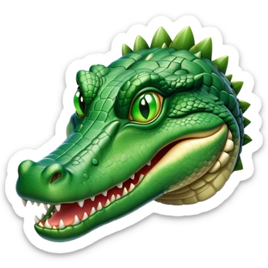 cinematic-noble-crocodile-portrait-emoji,-poised-and-regal,-with-a-powerful,-elongated-build-and-a-rugged,-scaly-emerald-green-hide,-piercing-cold-eyes,-simplified-yet-sharp-and-sophisticated-features,-highly-detailed,-glowing sticker