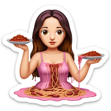  SPAM meat melted pink dripping sauce spaghetti dress monalisa portrait sticker
