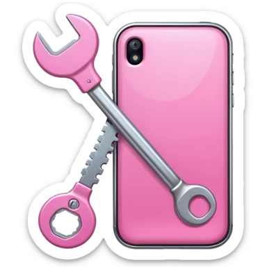 pink girly cellphone with a cute wrench sticker
