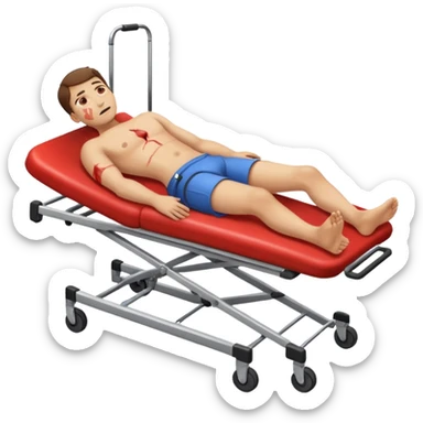 

a full-length human figure, lying down, with injuries on a stretcher sticker