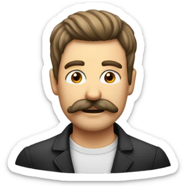 Homme moustachus avec cheveux cour sticker