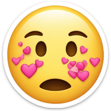 exhausted emoji with pink hearts circling around it sticker