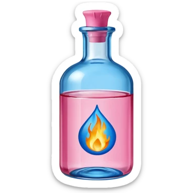 bottle of oil blue top pink outside with logo that says Diddy oil with fire emoji sticker