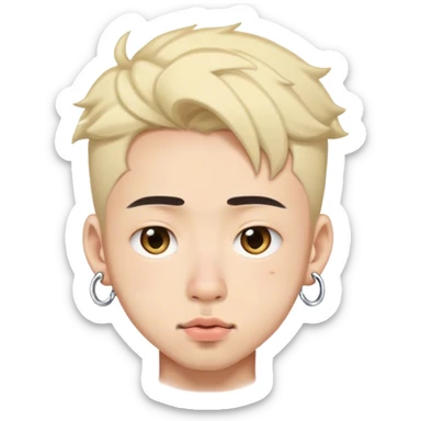 Cute Japanese male, nose pierced, bottom lip pierced sticker