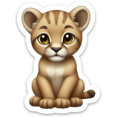 sitting baby puma sticker