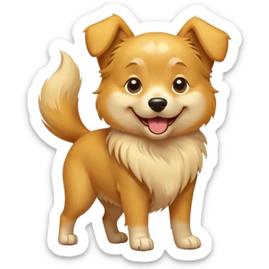 A dog wagging its tail sticker