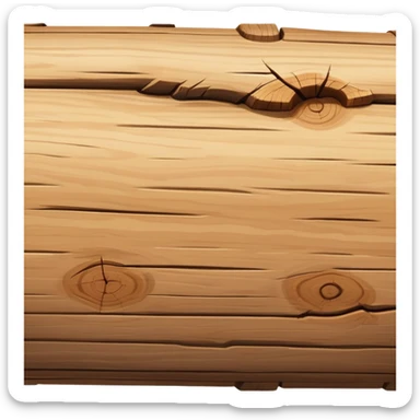 light brown wooden log, horizontal sticker
