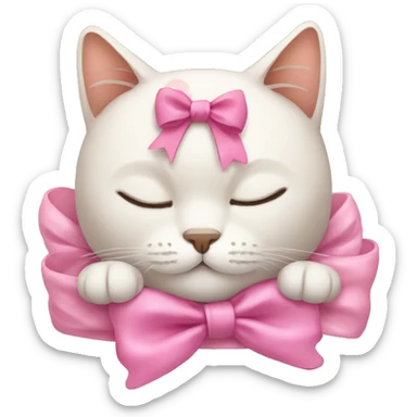 sleeping cat with a pink bow sticker