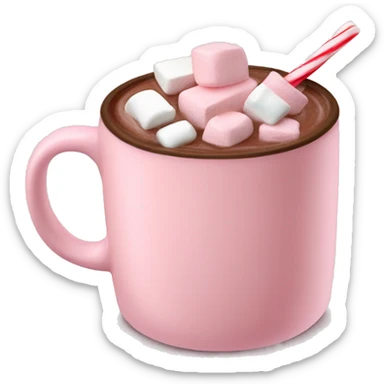Light Pink mug of hot chocolate with marshmallows  sticker