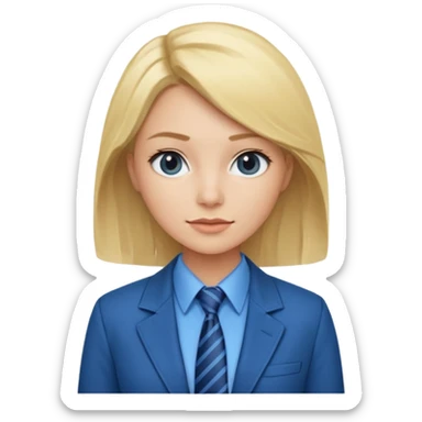 une femme blonde jolie avec une chemise et une veste et cravate bleu sticker