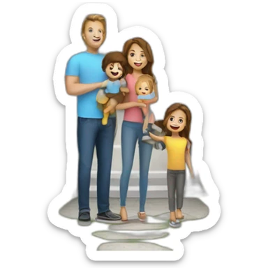white American family people buying a real estate house sticker