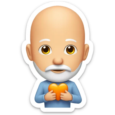 Bald man with a big orange beard has wings and holds a heart in his hand sticker