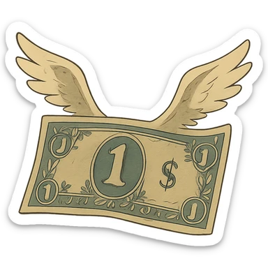 ghibli style billete con alas sticker