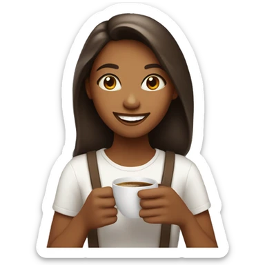 Girl with coffee smiling sticker