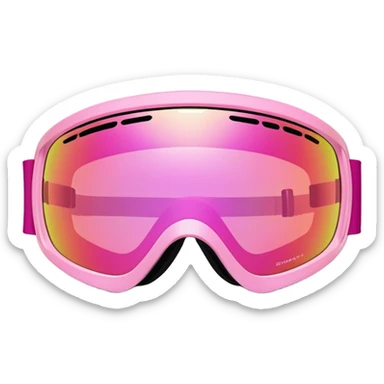 sporty pink ski goggles, frameless design with pink mirrored lenses, snow eyewear sticker