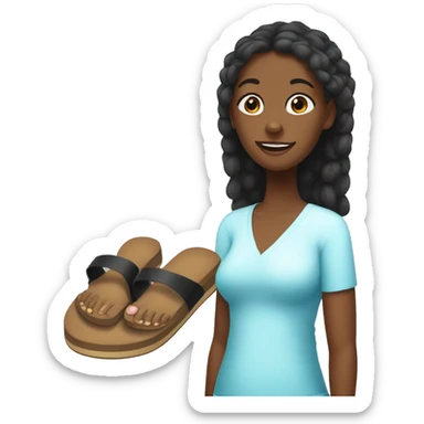 Black girl with white toenails in flipflops sticker
