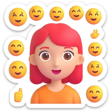 a girl in 3D emoji style sticker