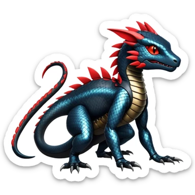Modern Futuristic Scaly Cyber-Salandit-Litten-Hybrid (Full body) sticker