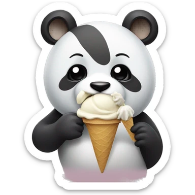 Panda eating ice cream sticker