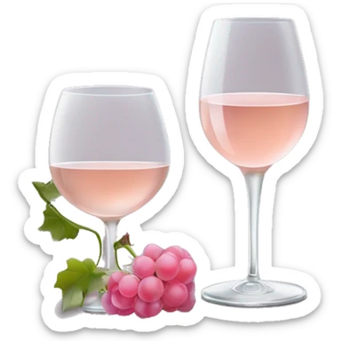 Deux verres de vins blanc, avec un petit noeux rosé claire sur les pieds, qui se touchent sticker