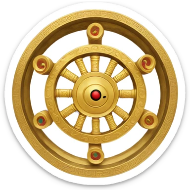 Golden Tibetan prayer wheel sticker