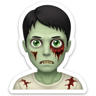 Zombie cabelo liso ondulado preto masculino  sticker