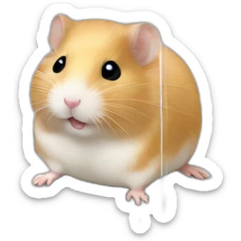 Small Hamster in large clear plastic cage with clear plastic tunnels sticker