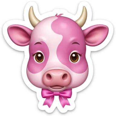 Pink cow with ribbon sticker