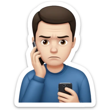 depressive man using his phone sticker