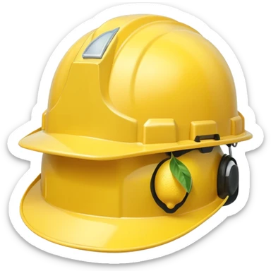 a hardhat with a lemon on the hard hat sticker