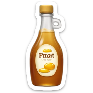 Bottle of syrup on a vanilla  sticker