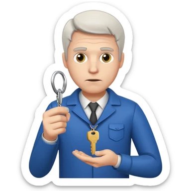 Hombre blanco con juego de llaves en la mano sticker