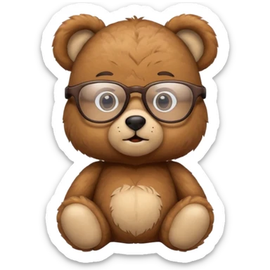 Cute teddy bear with nerdy and smart glasses sticker