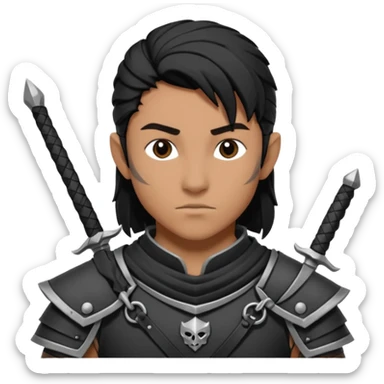 Humano guerrero dnd estilo blanco y negro dibujo sticker